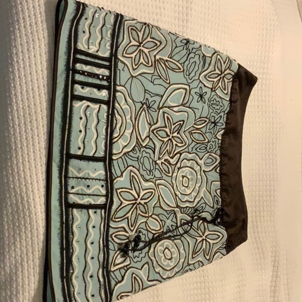 Etcetera skirt, teal and brown, size 10